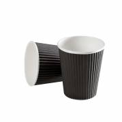 Kaffeb&aelig;ger, Papir + PE, sort, Black Line 8oz/240ml, karton a 875 stk palle 16 kartoner, Ripple wall F&oslash;devaregodkendt