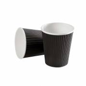 Kaffeb&aelig;ger, Papir + PE, sort, Black Line 12oz/340ml, karton a 600 stk palle 16 kartoner, Ripple wall F&oslash;devaregodkendt