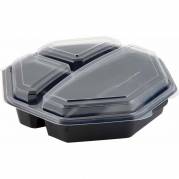 Plastbakke, Duni Octaview, 3-rums kapacitet 1090ml,230x230x60mm PS, black/transparent, karton a 160 stk F&oslash;devaregodkendt