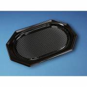Cateringfad, Oval 450 x 300 x 25 mm, A-PET, sort, Medium karton a 10 x 10 stk F&oslash;devaregodkendt