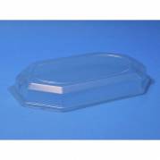 L&aring;g t/cateringfad, Oval 465 x 315 x 63 mm, transparent, Medium karton a 50 stk F&oslash;devaregodkendt