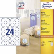Etiket, Avery, L3415-100, Laser 40mm hvid, antal etiketter pr. ark : 24 pakke med 2400 stk, FSC Mix Credit