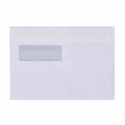 Kuvert, forskellige, langsiden &aring;ben, 155 x 220 mm, St&oslash;rrelse p&aring; vindue: 90x34 mm venstre vindue Horisontal Vinduesposition fra h&oslash;jre 110 mm Vinduesposition fra bunden 83 mm, white Permanent (DP 37) Opretst&aring;pende klap Selvkl&aelig;bend, 90g/m2 pakke a 500 stk pa