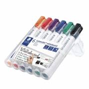 Whiteboardmarker, Staedtler Lumocolor 351 B WP6, 2-5MM, Skr&aring; spids, assorteret 351 B WP6, s&aelig;t af 6 stk