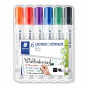 Whiteboardmarker, Staedtler Lumocolor 351 B WP6, 2-5MM, Skr&aring; spids, assorteret non-permanent, s&aelig;t af 6 stk