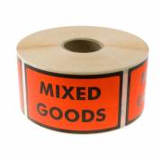 Etiketter, Firkantet, Udvendig vikling 120.00 x 70.00 mm, kraft/PE, Permanent fluorescent orange, MIXED GOODS rulle a 1000 stk