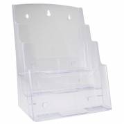 Brochure holder, BNT A4 3 rum til bord/v&aelig;g, transparent