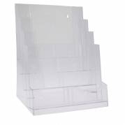 Brochure holder, BNT 1/3 A4, 4 rum til bord/v&aelig;g, transparent