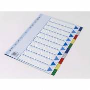 Faneblad, Q-Line, A4,210x297mm, 10-delt assorteret kasse a 20 s&aelig;t