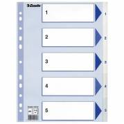 Register, Esselte, A4,210x297mm, 1-5 gr&aring; kasse a 20 s&aelig;t