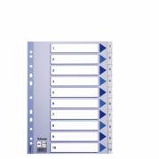 Register, Esselte, A4,210x297mm, 1-10 gr&aring; Pakke med 10 s&aelig;t