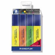 Tekstmarker, Staedtler Textsurfer 364-S WP4P, 1-5MM, Skr&aring; spids assorteret, 364-S WP4P, S&aelig;t med 4 stk