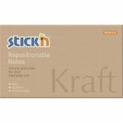 Notes, BNT Stick&acute;n, Kraft Blok, brun 127x76mm