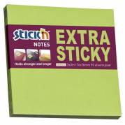 Notes, BNT Stick&acute;n, Extra sticky, gr&oslash;n 76x76mm