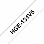 Labeltape, Brother Labeltape, HGE131V5 12mmx8.00m sort/transparent, pakke a 5 ruller