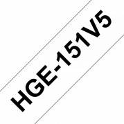 Labeltape, Brother Labeltape, HGE151V5 24mmx8.00m sort/transparent, pakke a 5 ruller