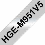Labeltape, Brother Labeltape, HGEM951V5 24mmx8.00m sort/metallic, pakke a 5 ruller