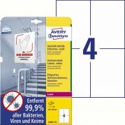 Laseretiket, Avery, 687860 105x148mm hvid, antal etiketter pr. ark : 4 pakke a 40 stk
