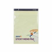 Noteblok, BNT Stick&acute;n, Sticky memo, gul 178x254mm, linjeret