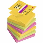 Notes, Post-it, Super sticky, assorteret 76x76mm, pakke a 6 stk
