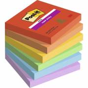 Notes, Post-it, Super sticky, assorteret 76x76mm, pakke a 6 stk