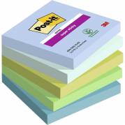 Notes, Post-it, Super sticky, assorteret 76x76mm, pakke a 6 stk