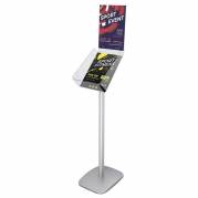 Brochure holder, Twinco, Infostand A4 gulvmodel, aluminium/gr&aring;