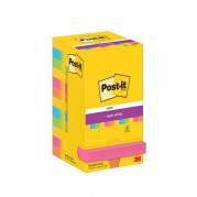 Notes, Post-it, Super sticky, assorteret 76x76mm, pakke a 12 stk 100% PEFC Certified