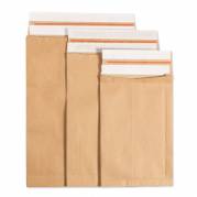 Forsendelsespose i Papir, Master'in Expert, 250 + 50 x 350 x 50 mm Kile i siden, krydset bund, Kraftliner 2 selvkl&aelig;bende lukninger, afri, Brun Uden tryk, karton a 100 stk palle a 5000 stk, FSC Mix Credit