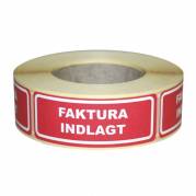 Etiketter, Firkantet, Udvendig vikling 24.00 x 64.60 mm, kraft/PE, Permanent R&oslash;d, Faktura indlagt rulle a 500 etiketter