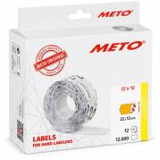 Prisetiket, Meto, Permanent 22x12mm neon orange, pakke a 12 stk