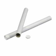 Papr&oslash;r, indvendig diameter 50.0 mm l&aelig;ngde: 650 mm, v&aelig;gtykkelse: 2.000 mm tr&aelig;fibre, hvid, hvidt plastl&aring;g v&aelig;gt: 0.021 kg, pakke a 24 stk palle a 36 kassees, palle a 864 stk