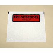 F&oslash;lgeseddellommer, C7, 130 x 130 mm transparent red-black printed Packing list, LD-PE karton a 1000 stk