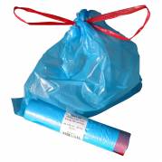 Affaldspose, 28 &micro;m, 440 x 520 mm, HDPE bl&aring;, med lukning, rulle a 25 stk
