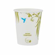 Kaffeb&aelig;ger, biologisk nedbrydeligt papir hvid, 8oz/240ml, karton a 1000 stk palle 30 kartoner, Single wall F&oslash;devaregodkendt