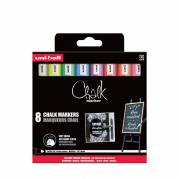 Whiteboardmarker, Uniball Chalk, 5MM assorteret, 401580, S&aelig;t med 8 dele
