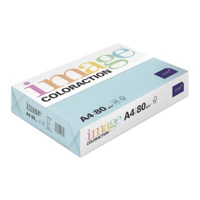 Image, Coloraction, Bermuda/bl&aring; Kopipapir, tr&aelig;fri ECF, 80g/m2, 210mm x 297mm, A4, Smal bane, pakke a 500 ark FSC Mix Credit EU-milj&oslash;m&aelig;rke