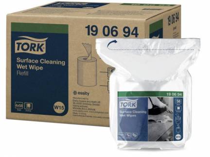 Klude Tork Wet wipe W15 refill t/overflader 4x58stk/kar