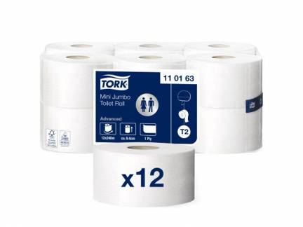 Toiletpapir Tork Advanced Jumbo Mini T2 1-lags Hvid - 110163