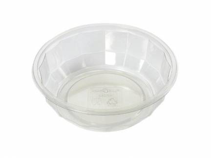 Plastbakke 16-kantet salatskål R-PET klar 952ml 300stk/kar