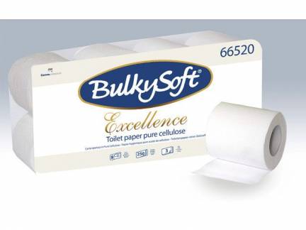 Toiletpapir Bulky Soft Excellence 3-lags hvid 250ark 29m 72rul/kar