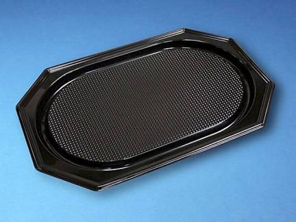 Cateringfad A-PET sort stor 550×360×30mm oval 10x10stk/kar