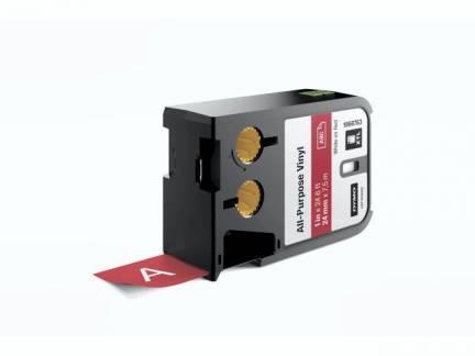 Labeltape DYMO XTL 24mmx7m hvid på rød vinyl universal