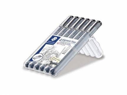 Pigmentliner STAEDTLER sort 6stk 0,05/0,1/0,2/0,3/0,5/0,8mm