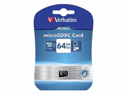 Micro SDXC Card 64GB Class 10 w/adaptor