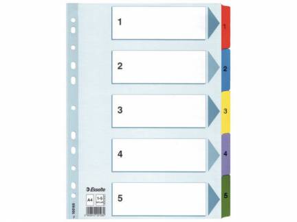 Register Esselte Mylar A4 1-5 flerfarvet