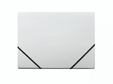 Elastikmappe, Q-Line DKF hvid, M/3 KLAPPER, 210x297mm Karton/elastik pakke a 10 stk