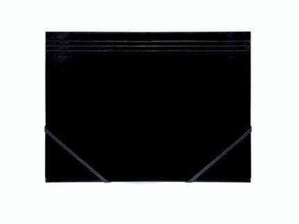 Elastikmappe, Q-Line DKF sort, M/3 KLAPPER, 210x297mm Karton/elastik pakke a 10 stk