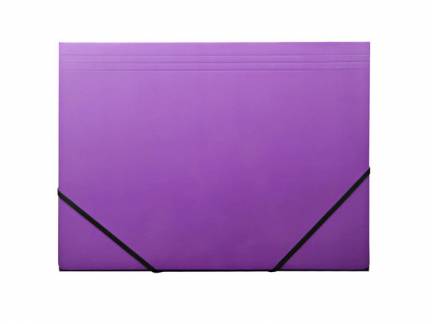 Elastikmappe, Q-Line DKF lilla, M/3 KLAPPER, 210x297mm Karton/elastik pakke a 10 stk