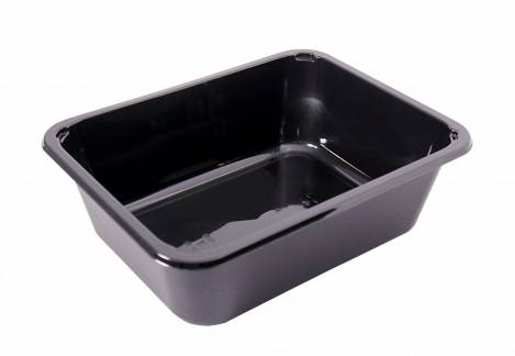 Plastbakke C2227-1O t/ovn HICPET sort 227x178x70mm 1965ml 216stk/kar